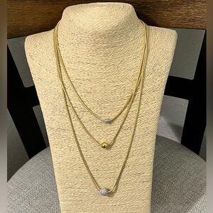 nOir JEWELRY ‘LEIGH’ PRE-LOVED AUTHENTIC GOLD-PLATED SNAKE TRIPLE CHAIN NECKLACE